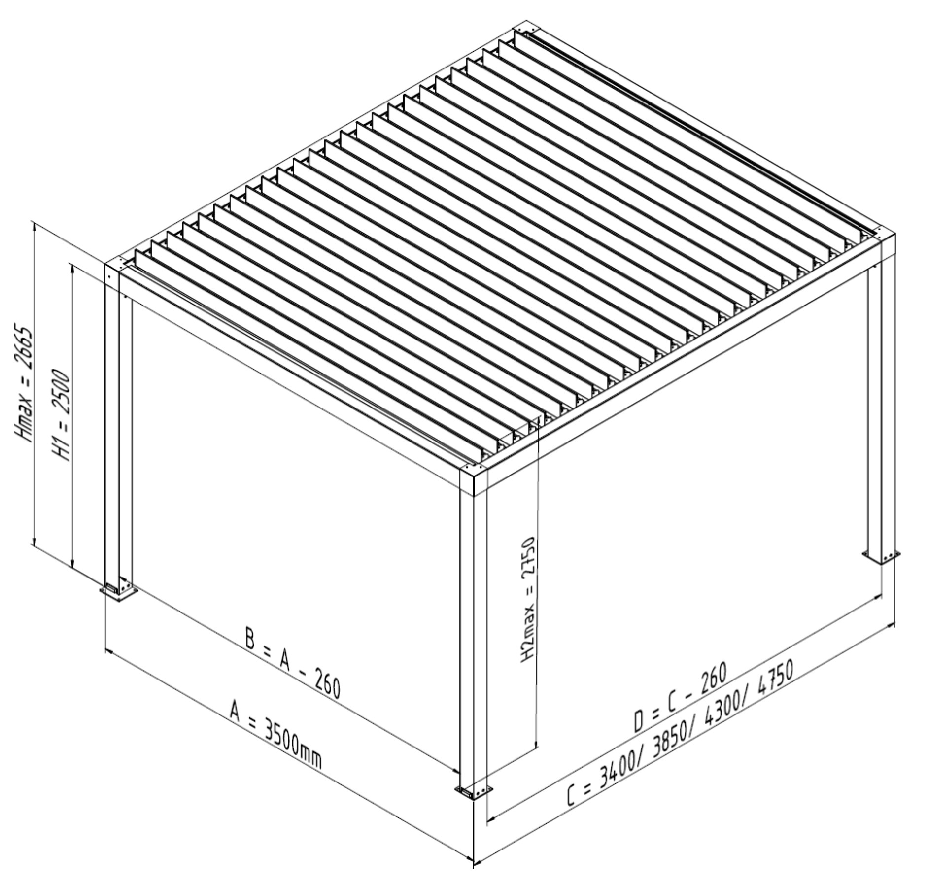Pergola SB350 de sine stătătoare cu un singur modul