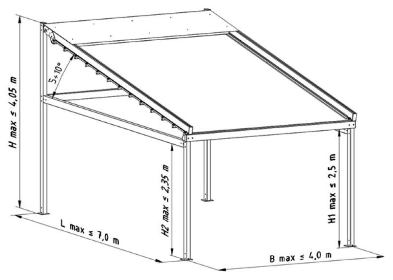 Pergola SOLID de sine stătătoare cu un singur modul