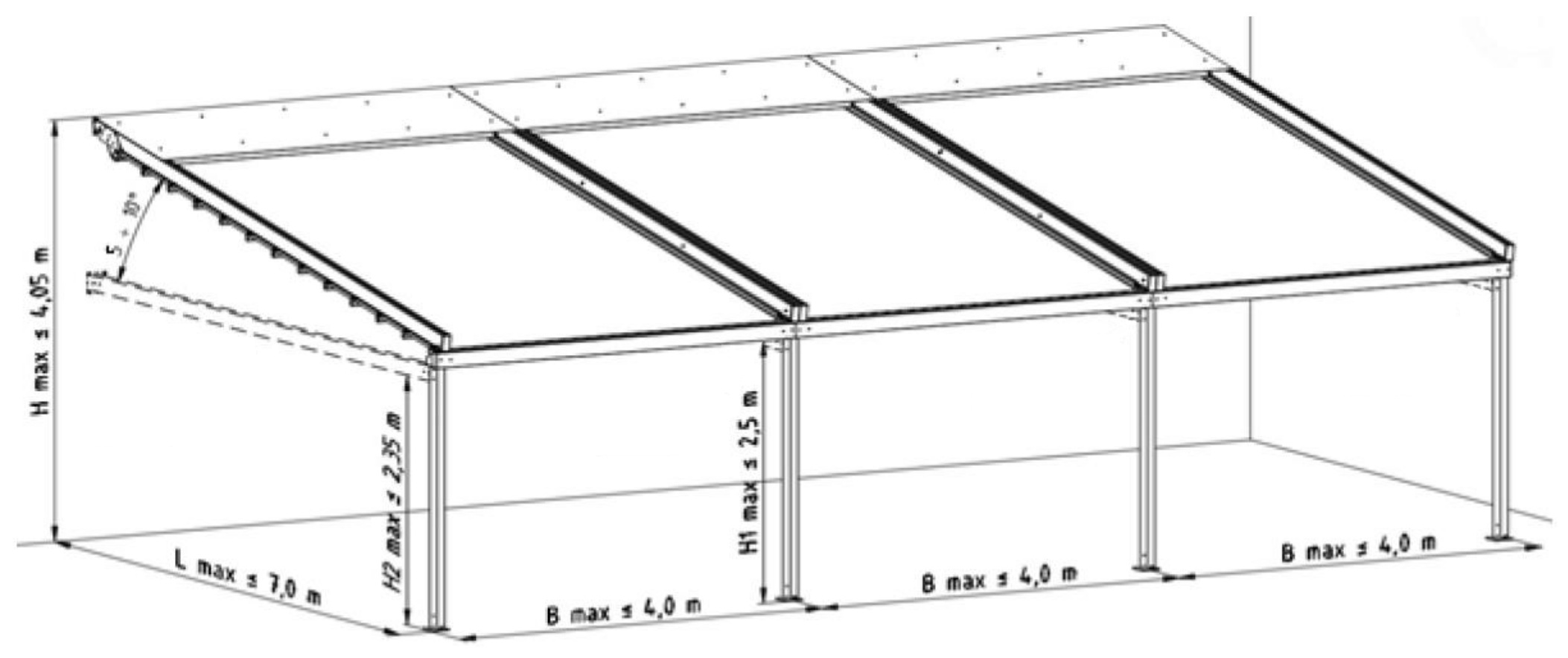 Pergola SOLID multimodul montat pe perete