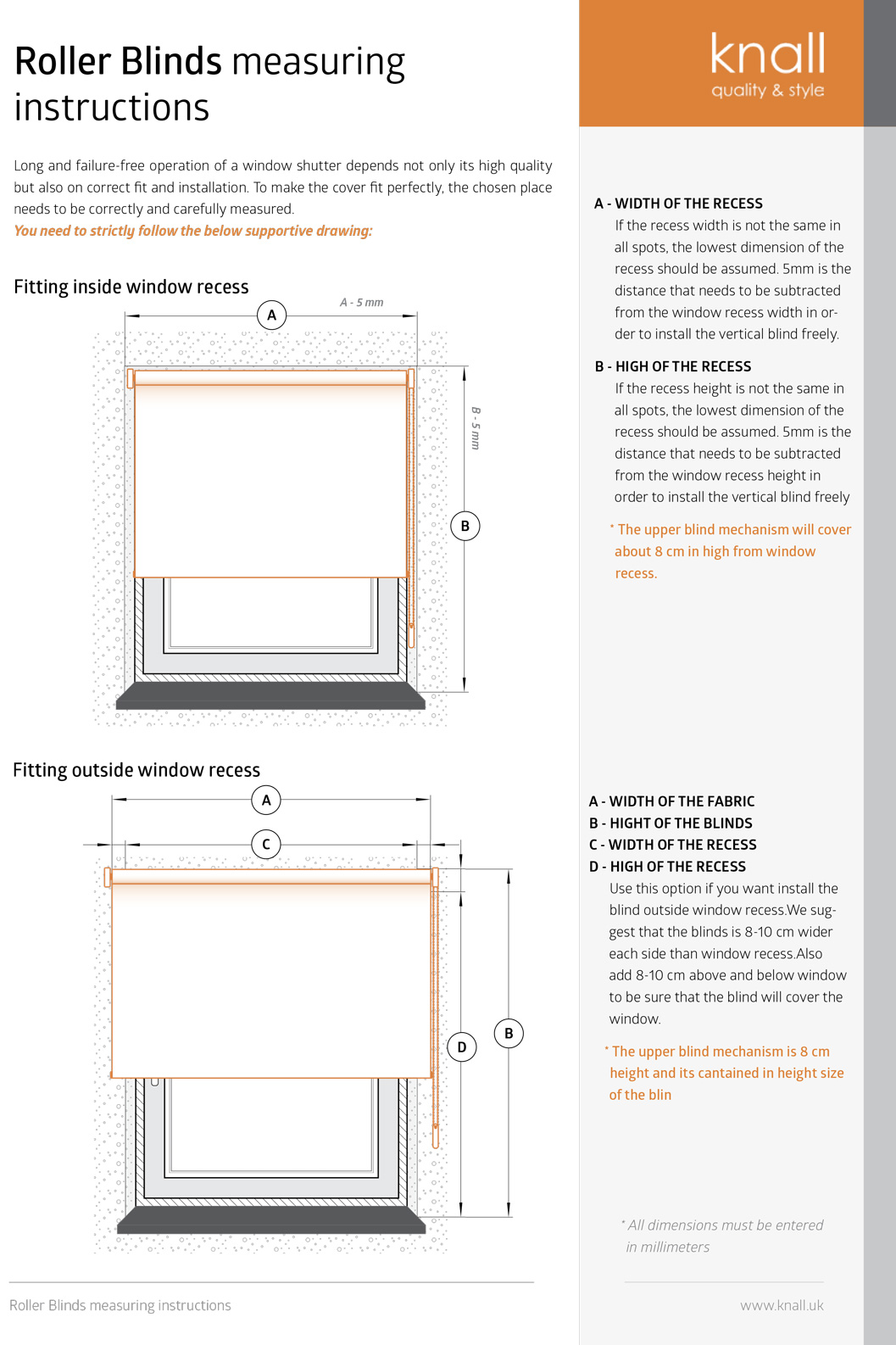 Roller blinds measuring Roller blinds measuring