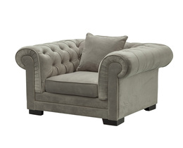 Fotoliu Chesterfield Classic Velvet Gri Deschis 118x96x77cm