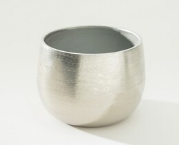 Ghiveci acoperit aluminiu argintiu 17x18 cm