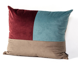 Poduszka Patchwork kwadratowa bej albastru ciocolata