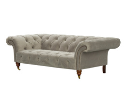 Canapea Chesterfield Glamour Velvet Gri Deschis cu 2 locuri